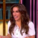 Alyssa’s white crochet knit cardigan and jeans on The View
