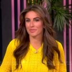 Alyssa’s yellow pointelle knit top and cardigan on The View