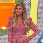 Amber’s pink tiered v-neck mini dress on The Price is Right