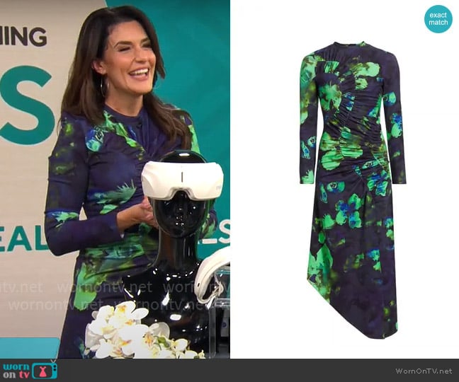 Amur Milani Dress in Bubble Coral worn by Adriane Kiss on CBS Mornings