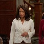 Amy’s white twist front top on The Young and the Restless