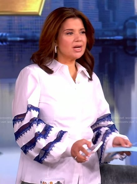 Ana’s white embroidered panel top on The View
