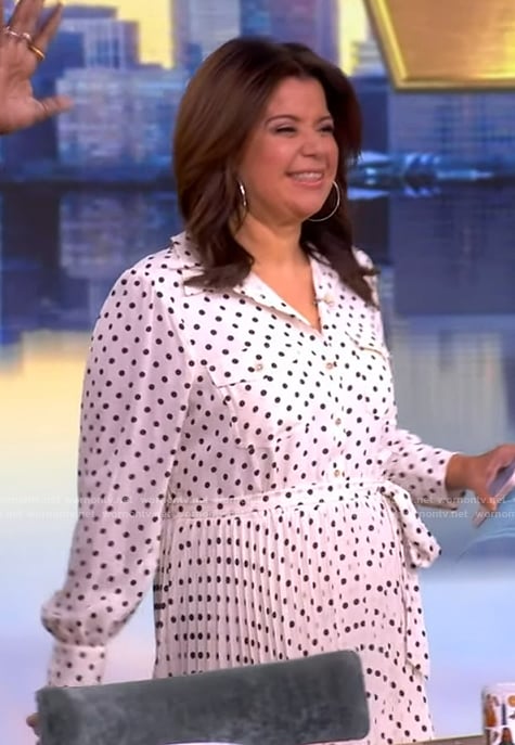 Ana's white polka dot print shirtdress on The View