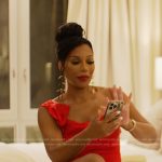 Angela’s red drape mini dress on The Real Housewives of Atlanta