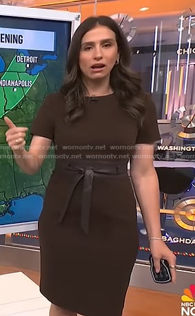 Angie Lassman's leather belt dress on NBC News Daily