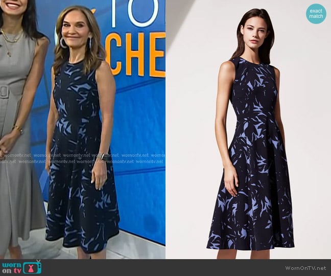Ann Taylor Leaf Print Midi Dress