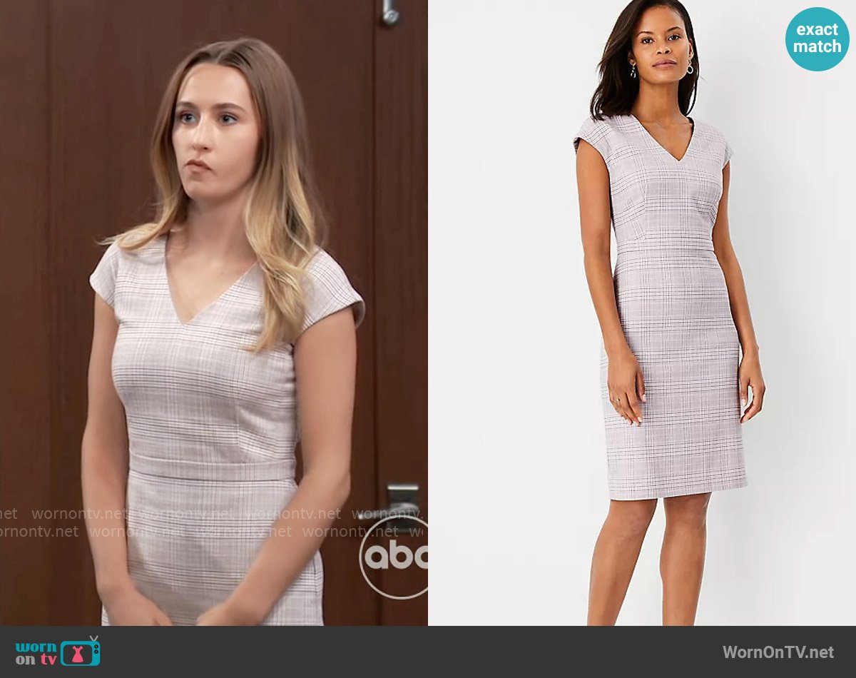 Ann Taylor The V-Neck Dress in Plaid  worn by Josslyn Jacks (Eden McCoy) on General Hospital
