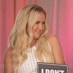 Anna Camp’s white crochet knit dress on Access Hollywood