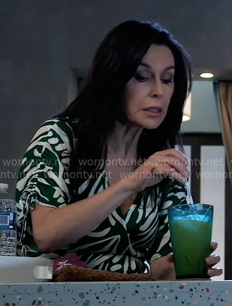 Anna's green printed midi dress on General Hospital