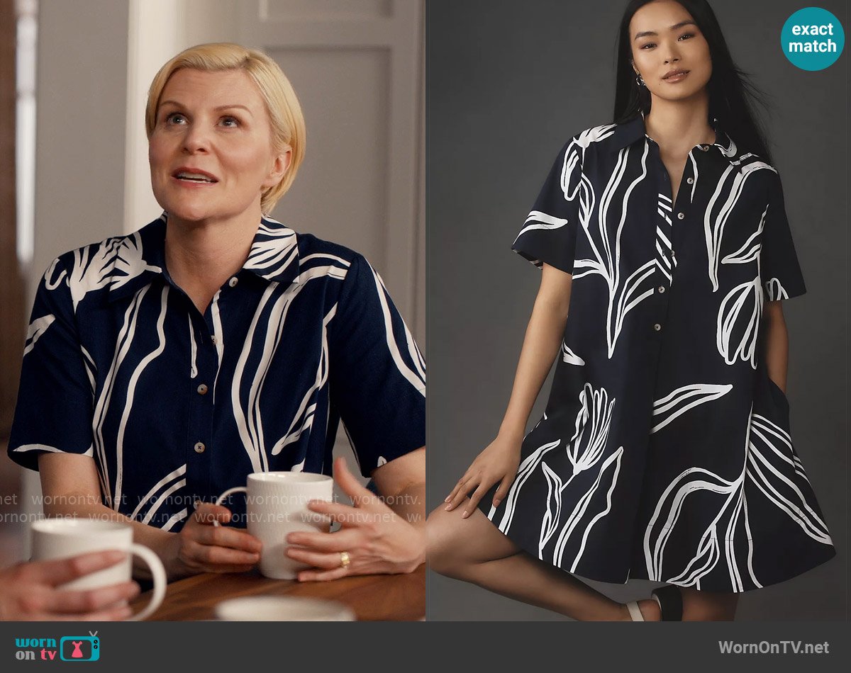 Anthropologie The Pollie Short-Sleeve Swing Tunic Mini Dress worn by Ellen Baker (Jennifer Robertson) on Ginny & Georgia