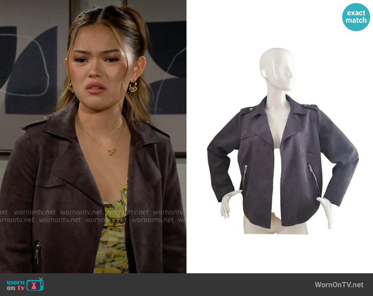 Anthropologie Expressway Moto Jacket worn by Luna (Lisa Yamada) on The Bold and the Beautiful