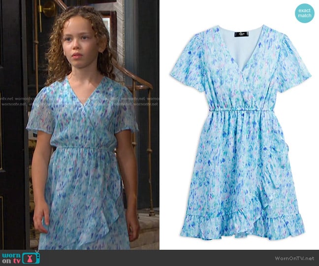 Aqua Girls' Abstract Faux Wrap Dress worn by Rachel Black (Alice Halsey) on Days of our Lives