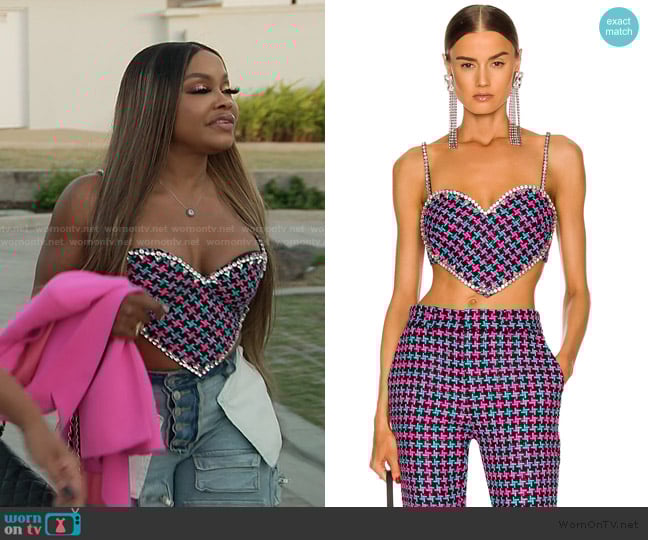 Area Crystal Trim Heart Top worn by Phaedra Parks on The Real Housewives of Atlanta