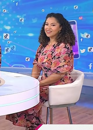 Arianna's pink floral puff sleeve dress on Today