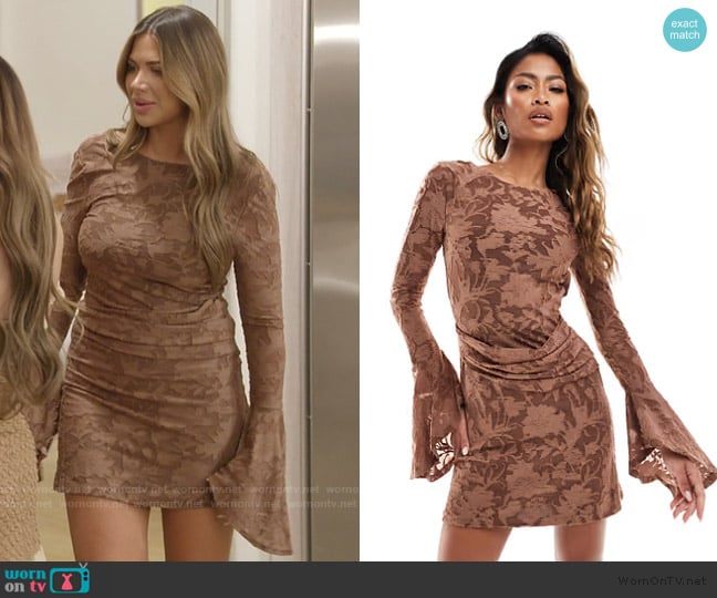 ASOS Devore Mini Dress with Wide Cuffs worn by Jessi Ngatikaura on The Secret Lives of Mormon Wives