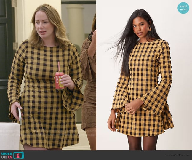 ASOS Textured Mini Dress with Fluted Sleeve worn by Whitney Leavitt on The Secret Lives of Mormon Wives