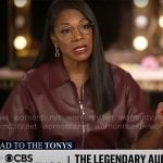 Audra McDonald’s burgundy leather shirt on CBS Mornings