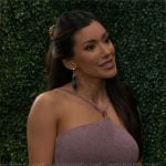 Audra’s purple knit halter top and skirt set on The Young and the Restless