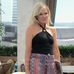 Ava’s black swimsuit and chevron print pants on General Hospital