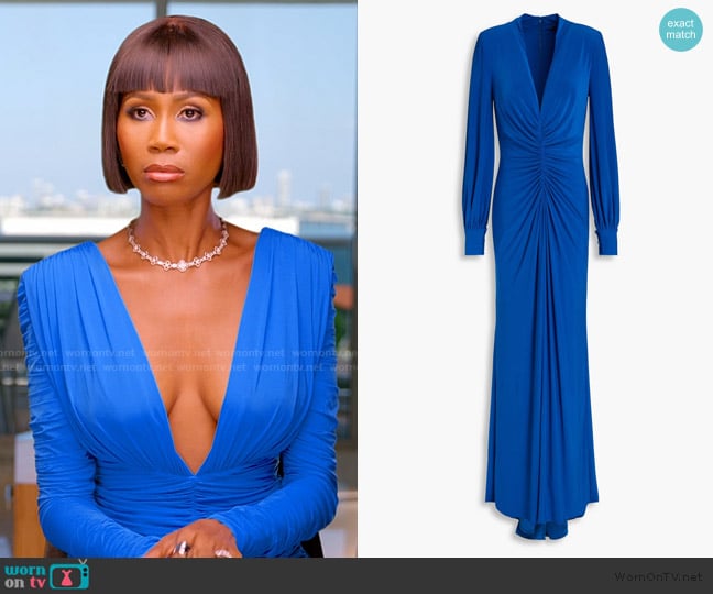 Badgley Mischka Ruched Jersey Gown worn by Kiki Barth (Kiki Barth) on The Real Housewives of Miami