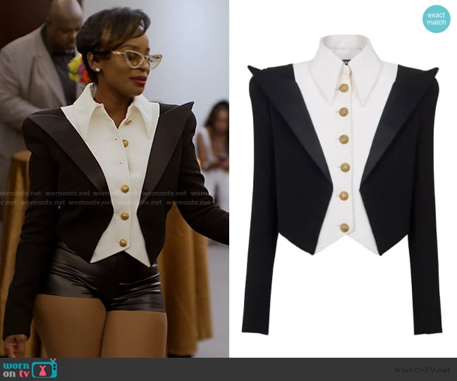 Balmain 6-Button Spencer cropped jacket worn by Shamea Morton Mwangi on The Real Housewives of Atlanta
