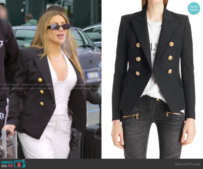 Balmain Double Breasted Wool Blazer worn by Larsa Pippen (Larsa Pippen) on The Real Housewives of Miami