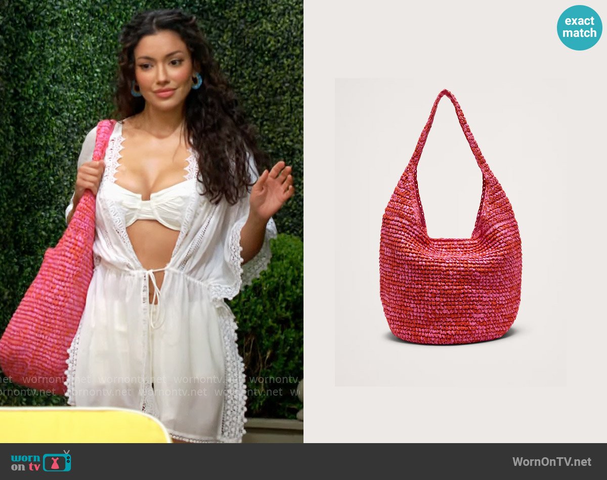 Banana Republic Marled Raffia Tote Bag worn by Audra Charles (Zuleyka Silver) on The Young and the Restless
