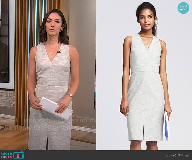 Banana Republic Textured V-Neck Sheath worn by Ali Bauman on CBS Mornings