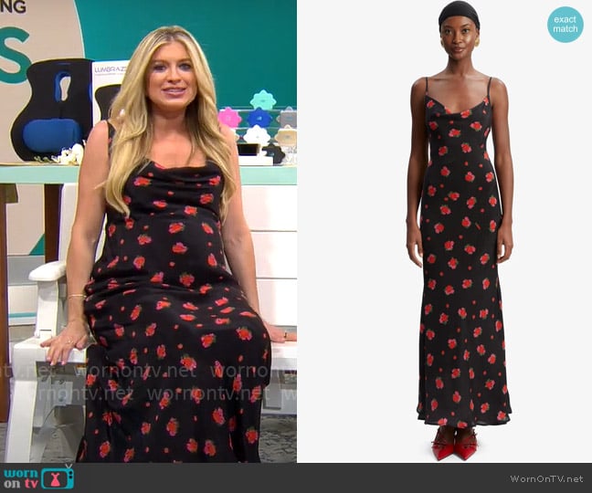 Bardot Monroe Cowl Neck Maxi Dress worn by Ashley Bellman on CBS Mornings