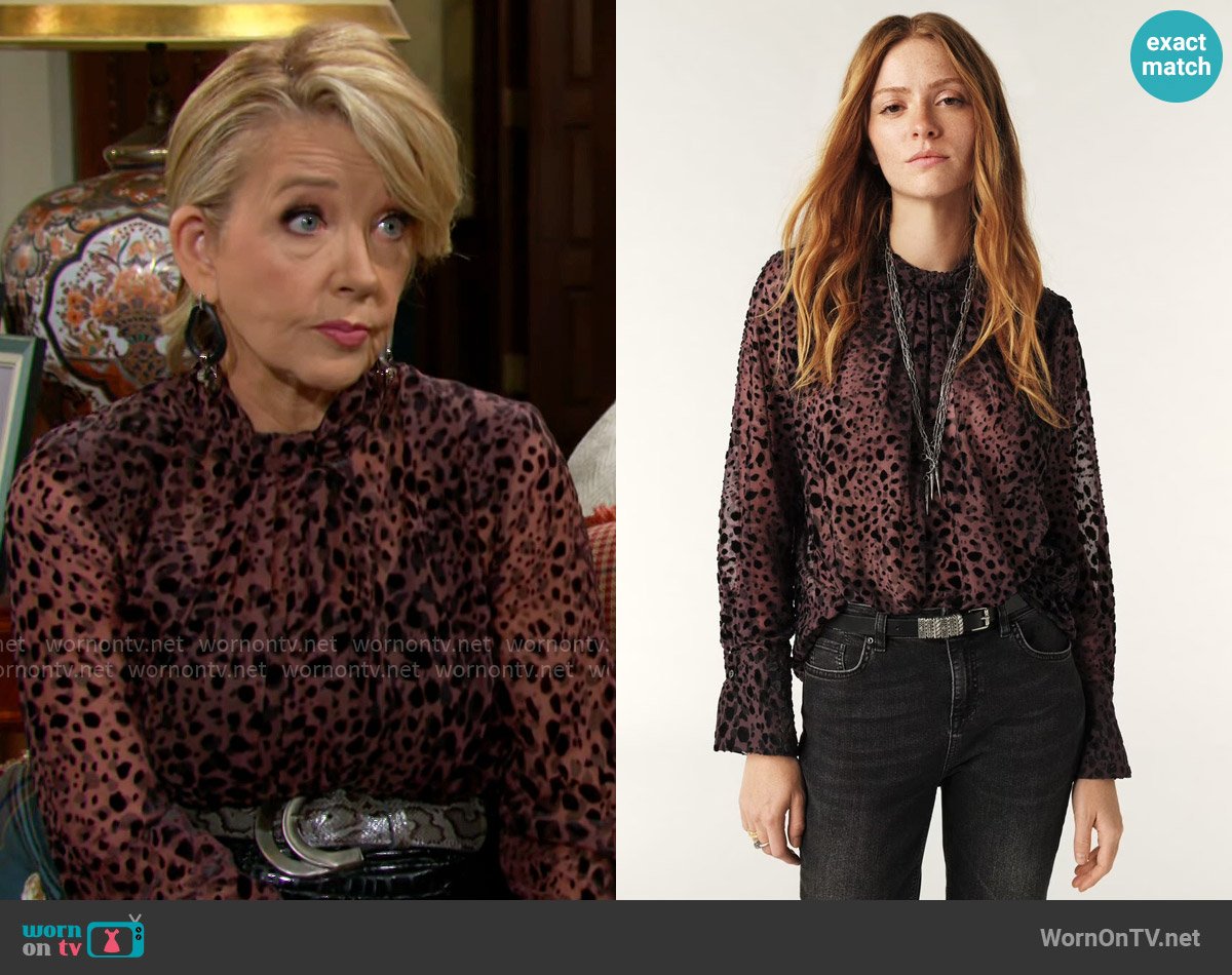 ba&sh Dionysos Blouse worn by Nikki Reed Newman (Melody Thomas-Scott) on The Young and the Restless