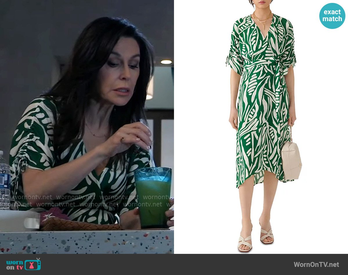 ba&sh Tabby Midi Wrap Dress worn by Anna Devane (Finola Hughes) on General Hospital