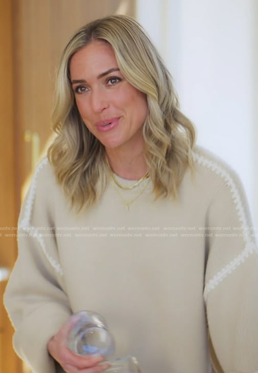 Kristin's beige contrast stitch sweater on Honestly Cavallari The Headline Tour