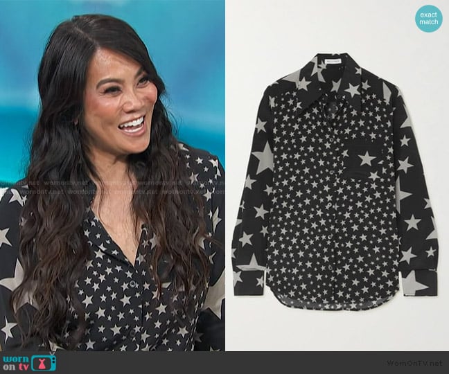 Bella Freud Little Prince Printed Silk Crepe De Chine Shirt worn by Dr Sandra Lee on Access Hollywood