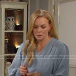 Belle’s blue v-neck blouse on Days of our Lives