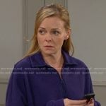 Belle’s purple half-zip sweatshirt on Days of our Lives