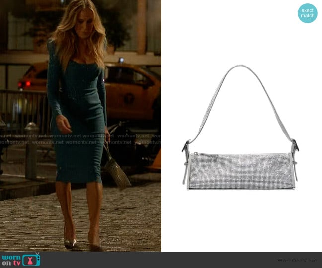 Bendetta Bruzziches Joy rhinestone shoulder bag worn by Carrie Bradshaw (Sarah Jessica Parker) on And Just Like That