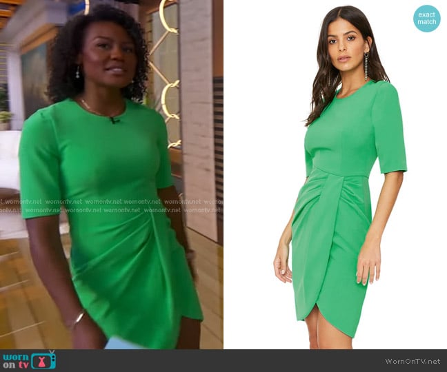 Black Halo Alto Sheath Dress in Lilly Green worn by Janai Norman on Good Morning America