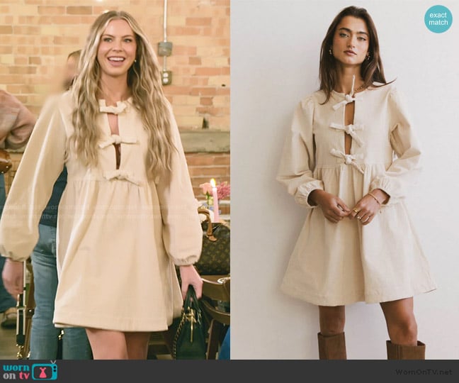 Bohme Tyler Peplum Mini Dress in Corduroy worn by Mayci Neeley on The Secret Lives of Mormon Wives