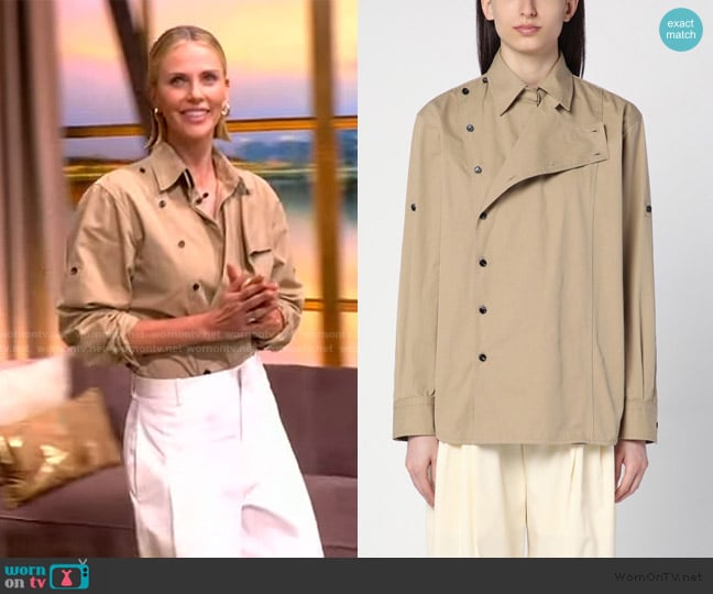 Bottega Veneta Desert cotton twill shirt worn by Charlize Theron on The View