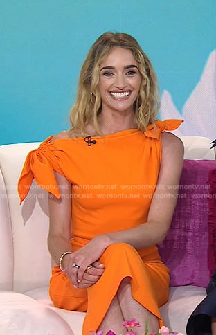 Brianne Howey's orange knotted dress on Today