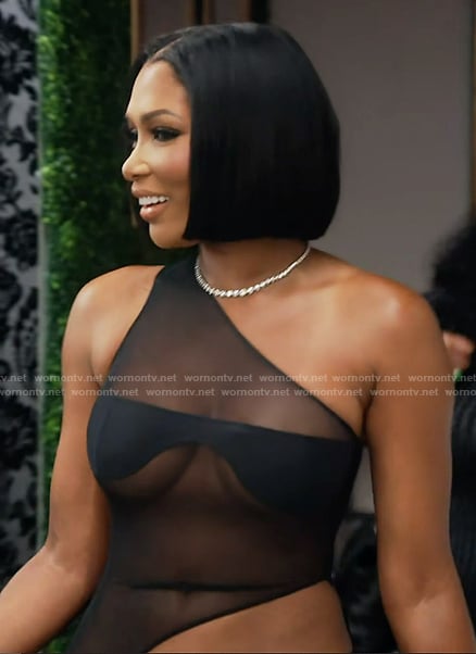 Brit's black one shoulder cutout dress on The Real Housewives of Atlanta