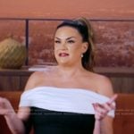 Brittany’s black contrast mini dress on The Valley