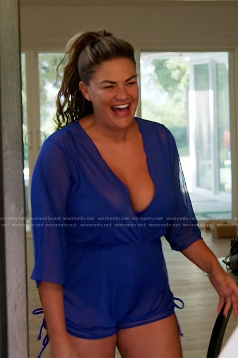 Brittany's blue playsuit on The Valley
