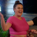 Brittany’s pink ruched top and skirt set on The Valley
