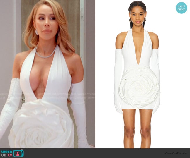 Bronx and Banco Camellia Blanc Rose Mini Dress worn by Lisa Hochstein (Lisa Hochstein) on The Real Housewives of Miami