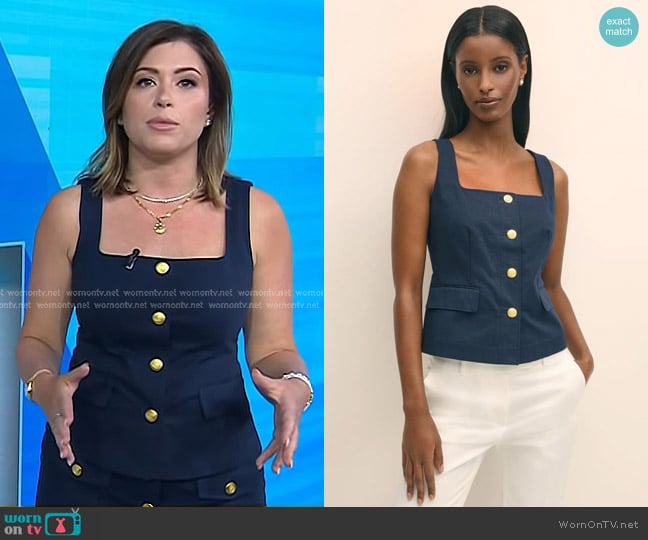 Brooks Brothers Square Neck Vest in Cotton Faille worn by Chloe Melas on Today