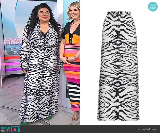BruceGlen Denim Maxi Skirt in Snow Tiger worn by Michelle Buteau on Today