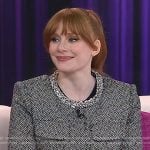 Bryce Dallas Howard’s black embellished neck jacket on Today
