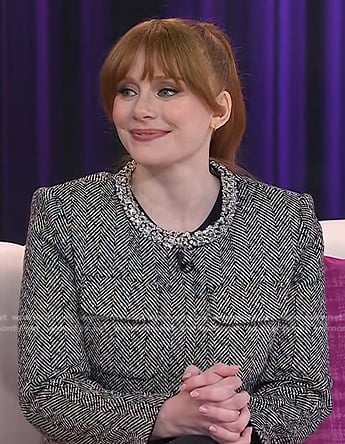Bryce Dallas Howard's black embellished neck jacket on Today