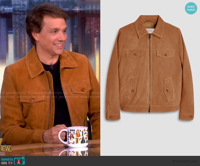 Bugatchi Suede Trucker Jacket worn by Ralph Macchio on The View